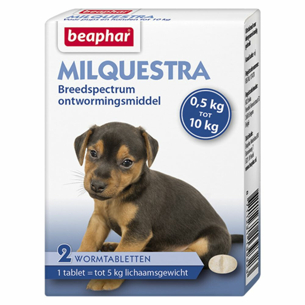 Beaphar Milquestra Ontworming Tabletten Hond 0,5-10 kg (ook puppy)2 tabletten