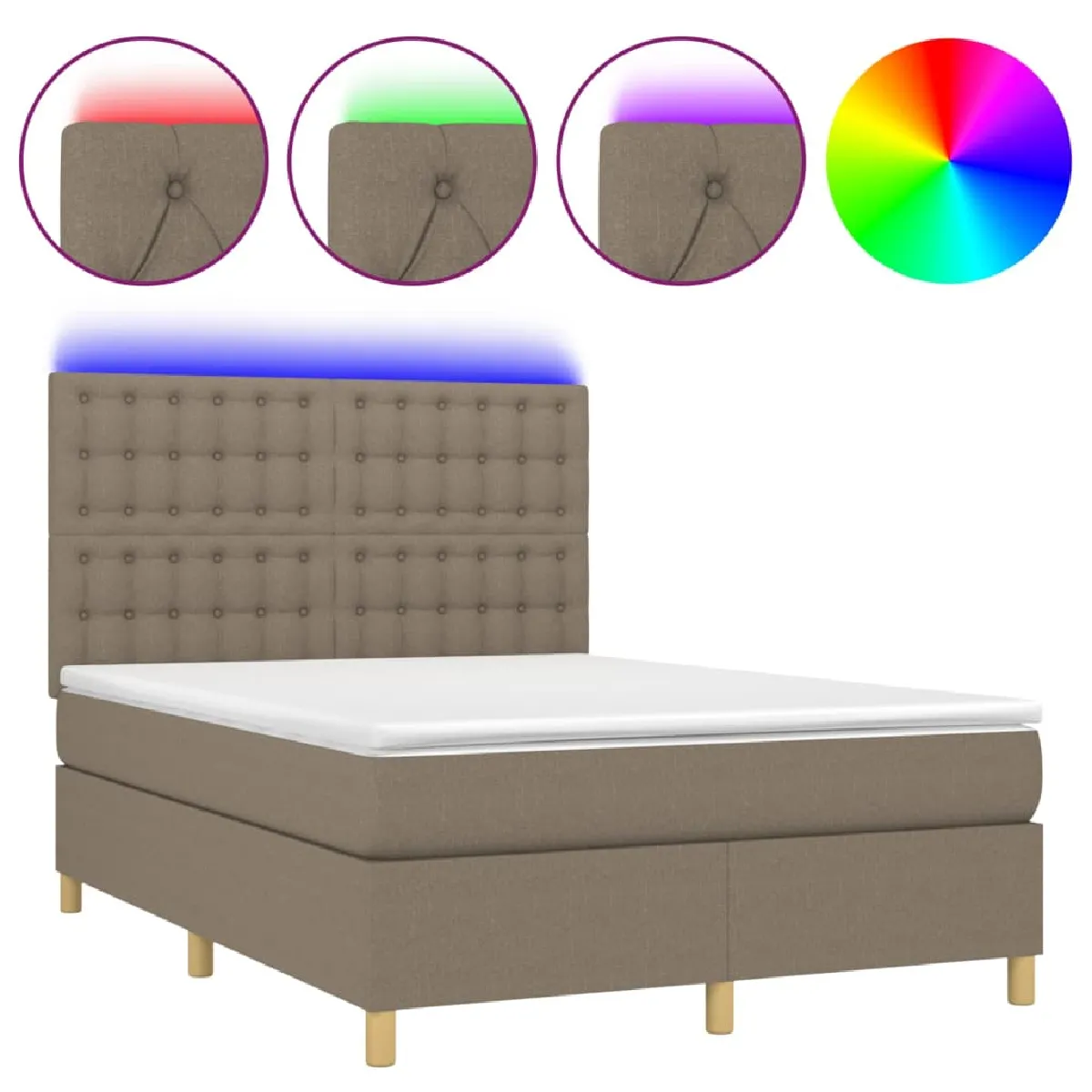 vidaXL Sommier à lattes Taupe 140x190 cm LED