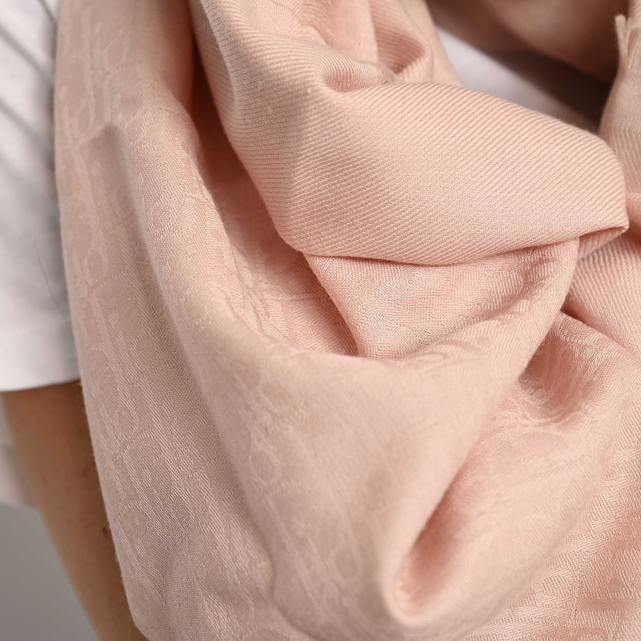 Dior Étole en Soie, Laine & Coton rose clair - Très bon état - 200x110 cm