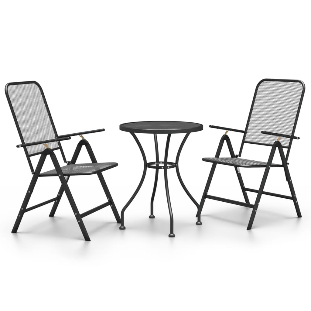 Mobilier à dîner salon de jardin 3 pièces maille métal anthracite