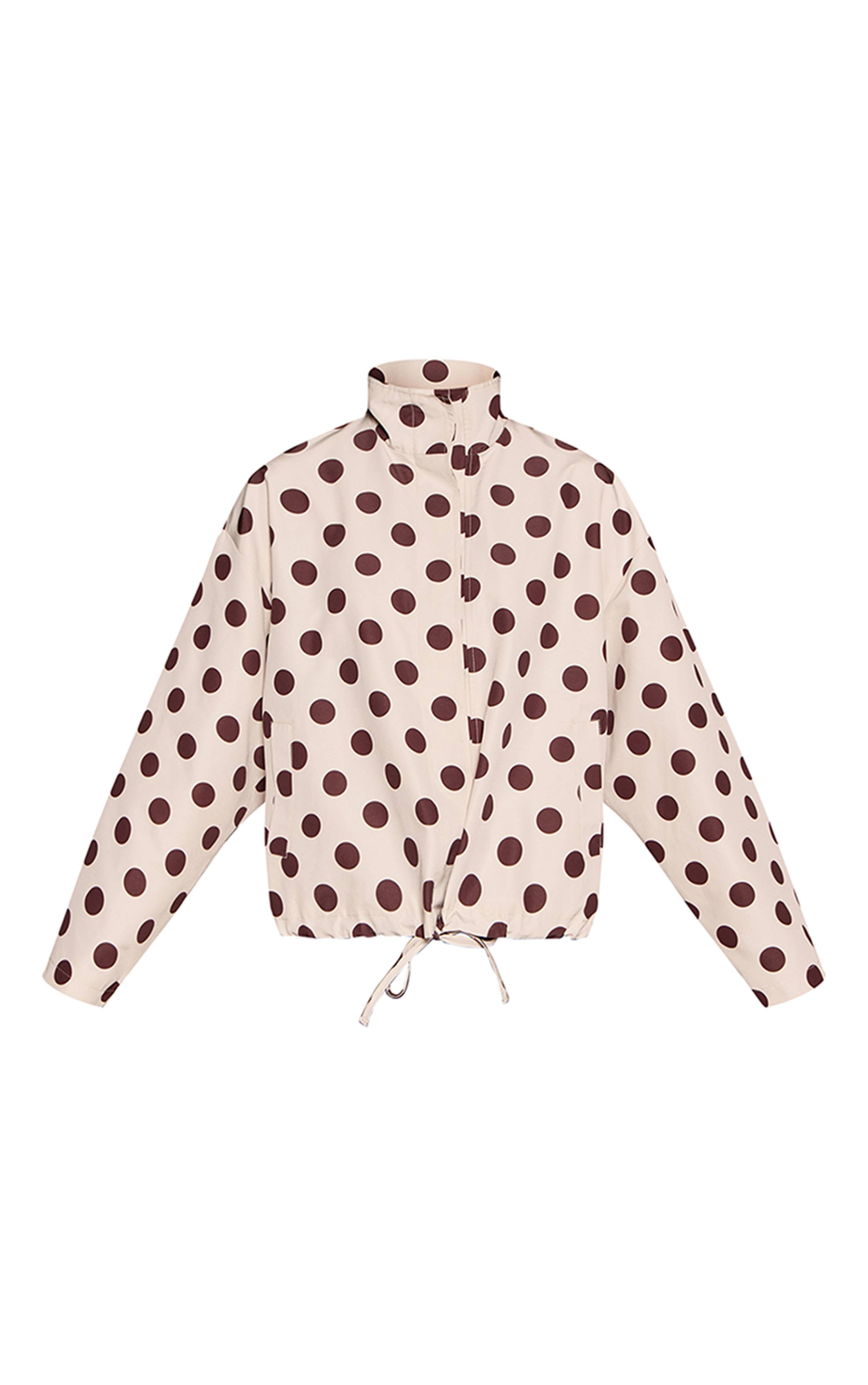 White Polkadot Coupe-vent Boutonné À Pois