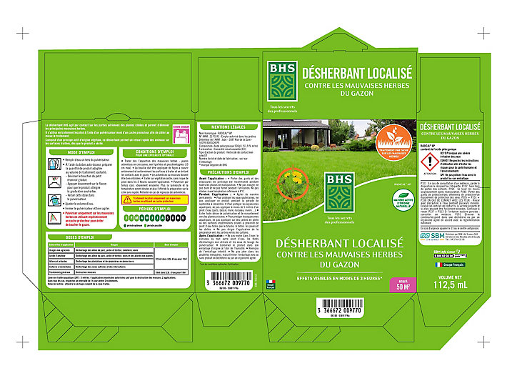 Désherbant gazon BHS 112,5 ml - 250m²