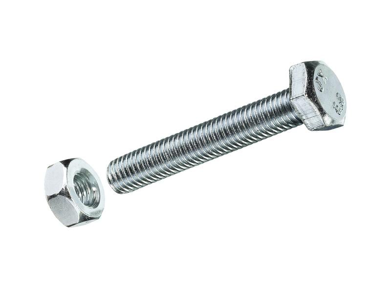 FTM Sechskantschrauben M 8 x 30 mm mit Muttern Stahl, 4 Stü DIN 933 A2 Sechskantschrauben aus blau verzinktem Stahl