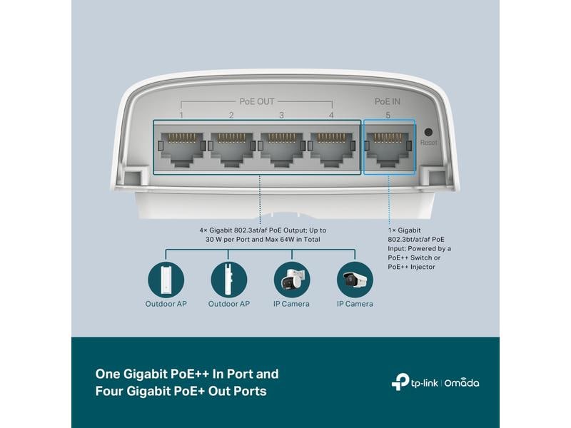 TP-Link PoE  Switch Outdoor SG2005P-PD 5 Port PoE-gespeister PoE-Switch für vereinfachte Netzwerkimplementierung im Freien