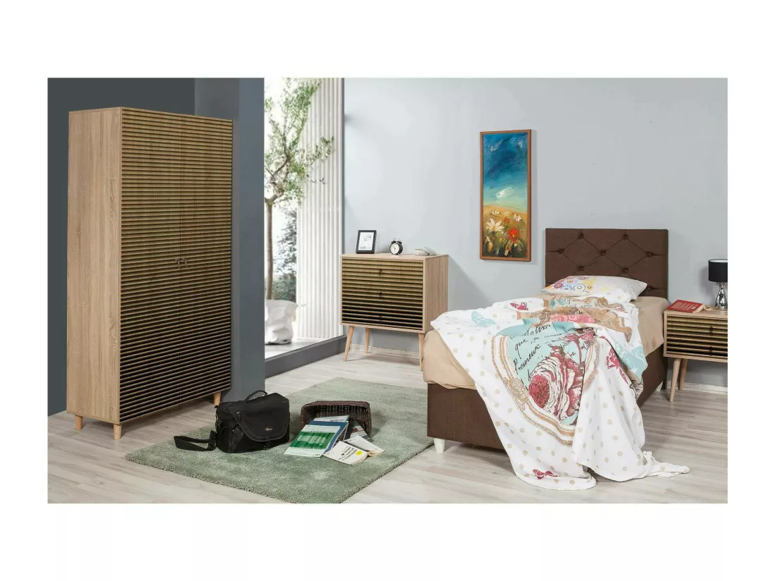 Garde-robe 2 portes Dfrollan, Meubles de chambre, Penderie de plain-pied, Placard à vêtements, 90x52h192 cm, Chêne