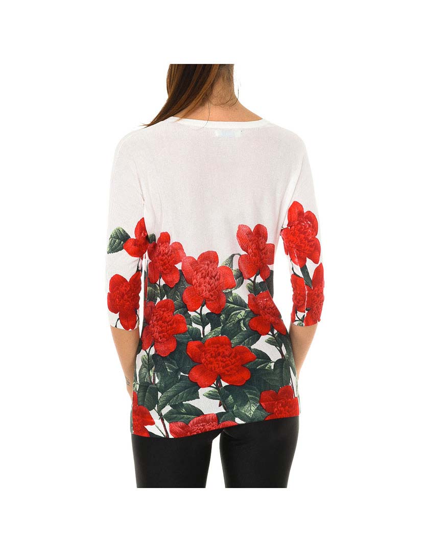 3/4 Sleeve Ladies Sweater Multicolor