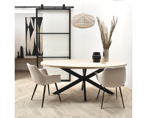 Ovaal eiken tafelblad, onbehandeld, 3000 x 1100 x 40 mm