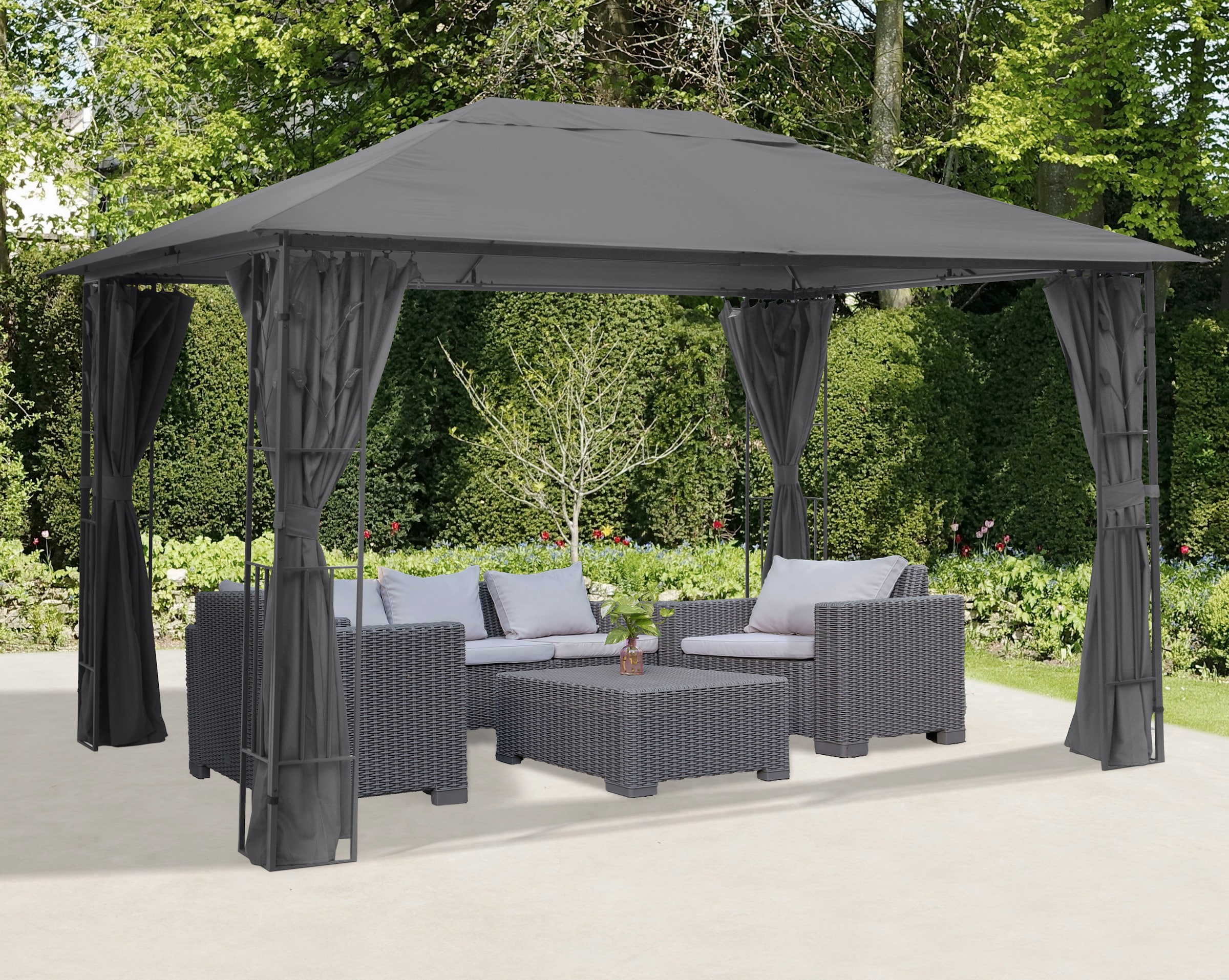 KONIFERA Pavillon »Athen« BxT: 300x400 cm, Blätter-Optik, inkl. 4 Seitenteile