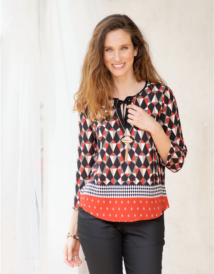 Blouse imprimée rouge