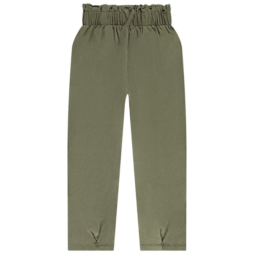 Pantalon paperpag fluide avec taille élastiquée pour fille - Vert