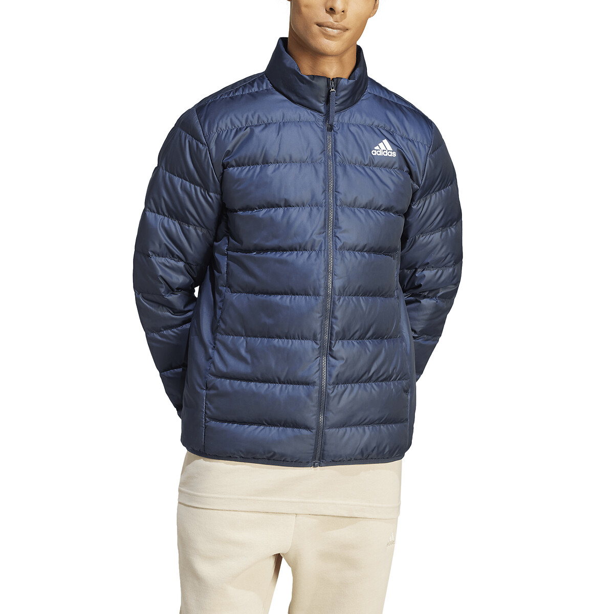 adidas Performance<br>Jaqueta de plumas leve com zíper, sem capuz Essentials