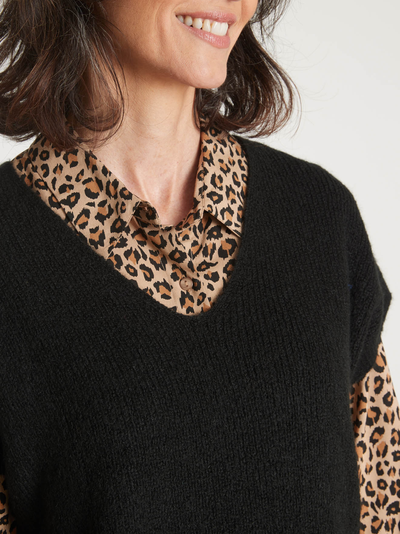 Pull sans manches avec laine et mohair