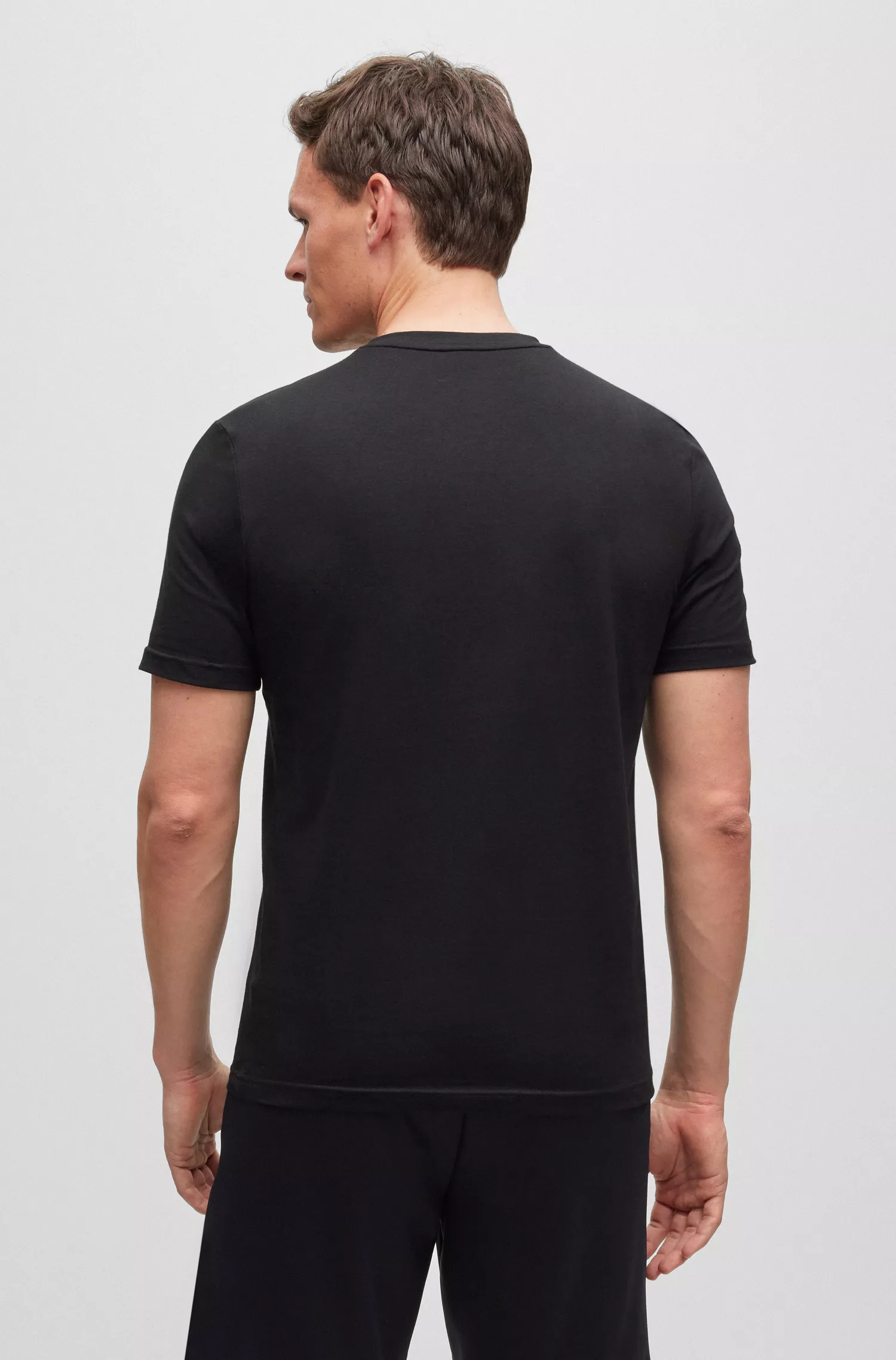 BOSS Verde - Pacote com duas camisetas com o logotipo em algodão elástico.