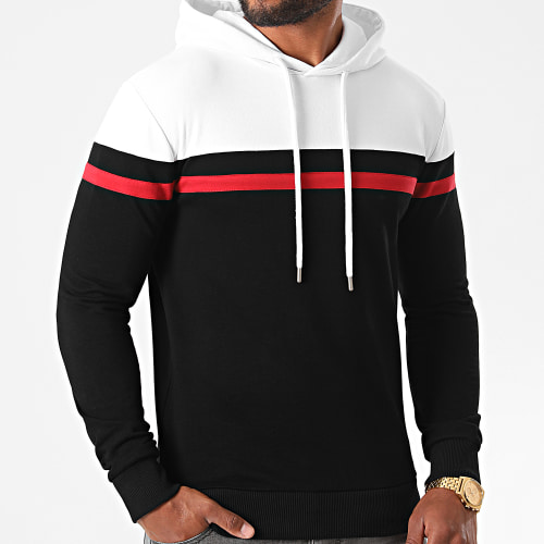 Sweat Capuche Slim Fit Tricolore 1274 Blanc Rouge Noir