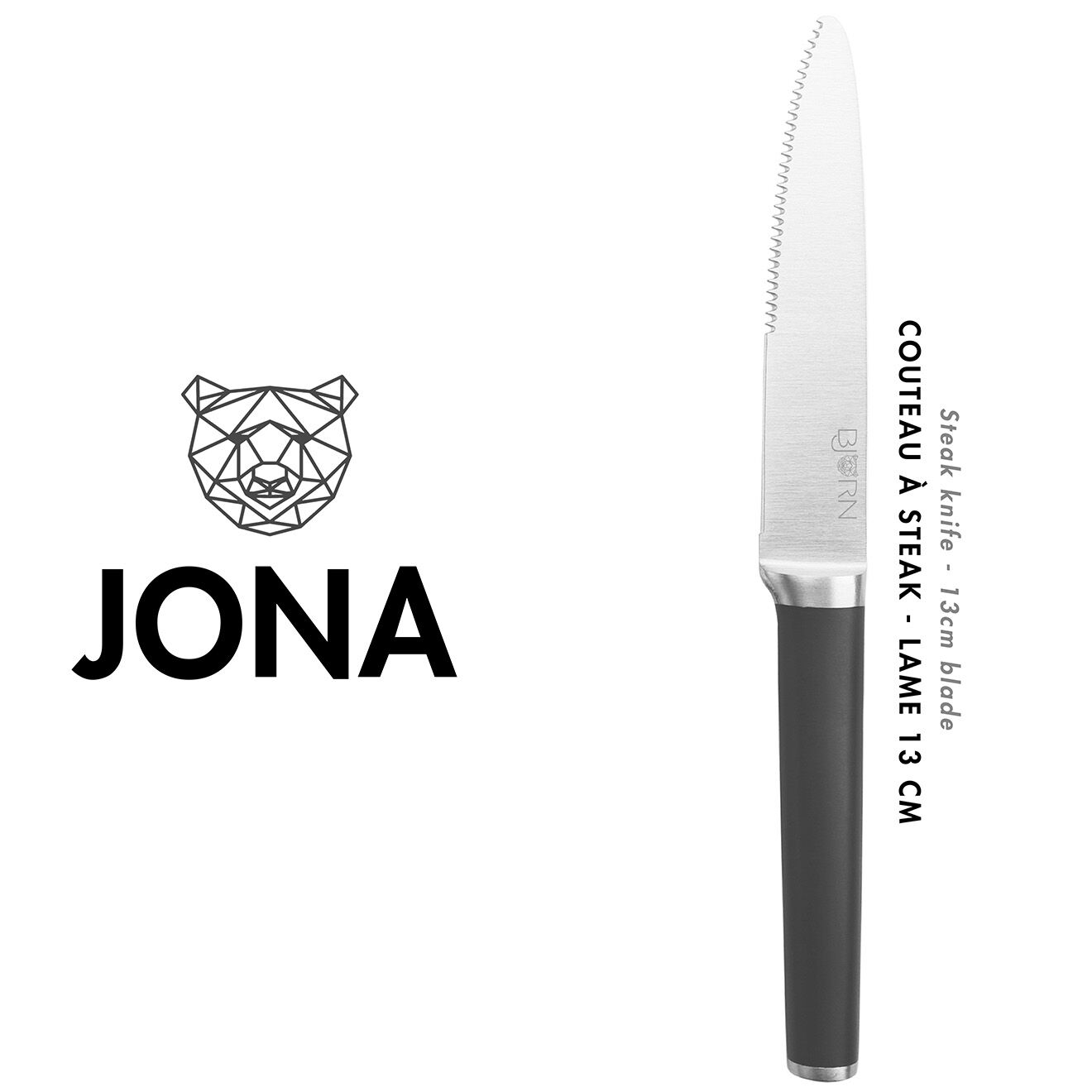 Bjorn 6 Couteaux à steak Jona inox mat - 24x2x1 cm