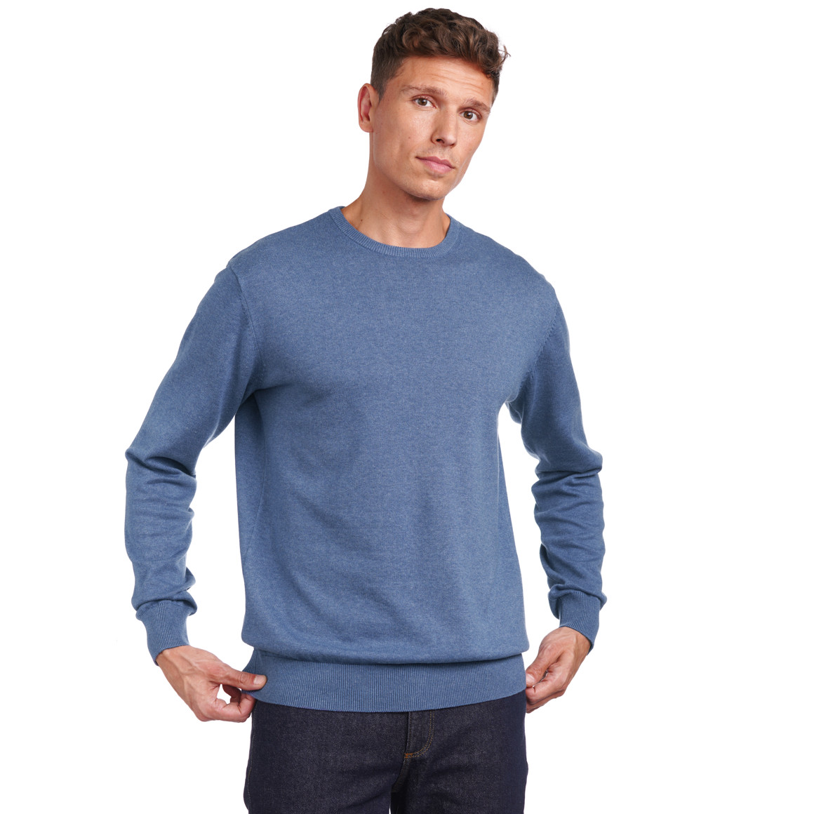 VanVaan Herren Feinstrickpullover mit Rundhals hellblau
