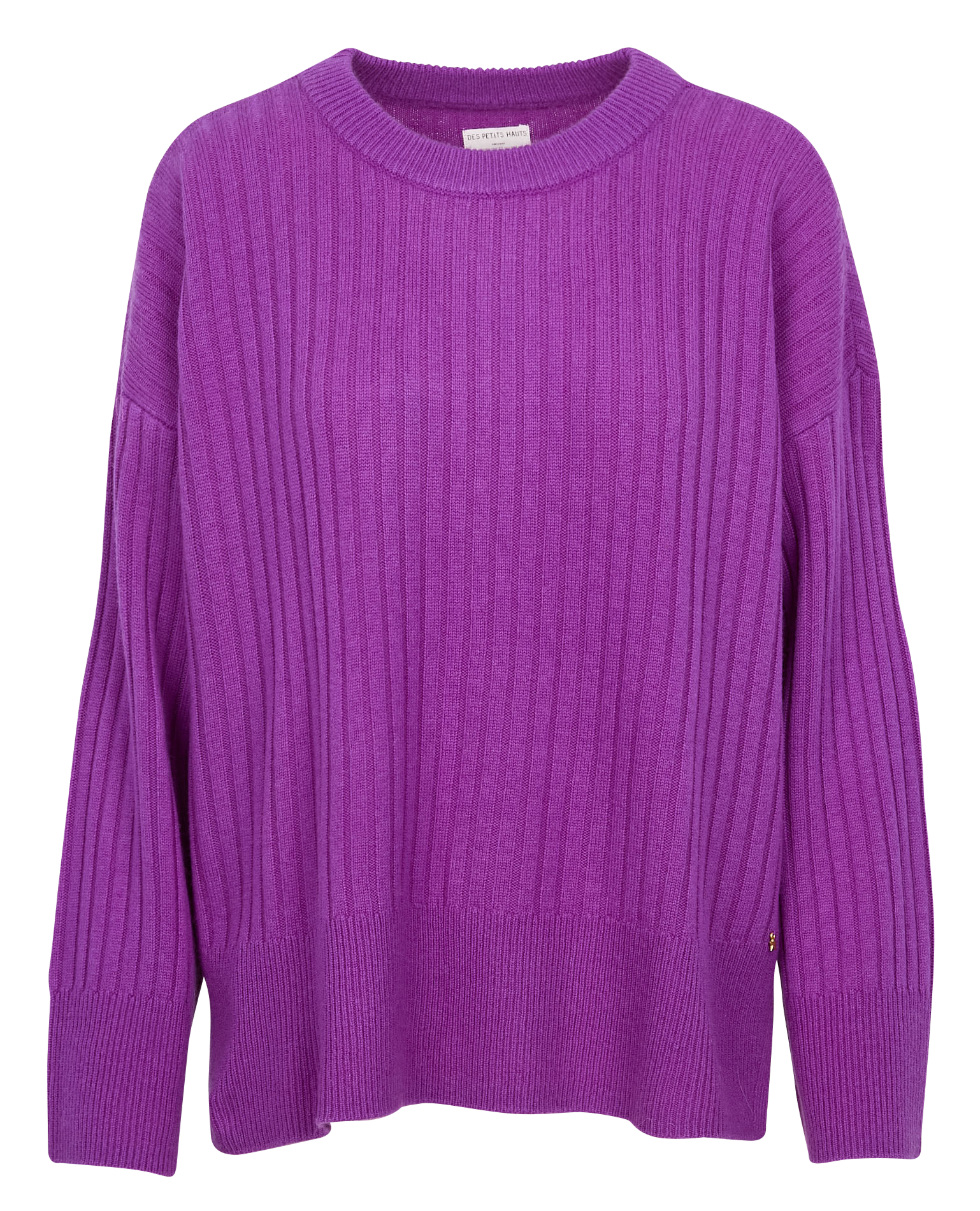 ARISTOU - Pull col rond droit en laine | Violet