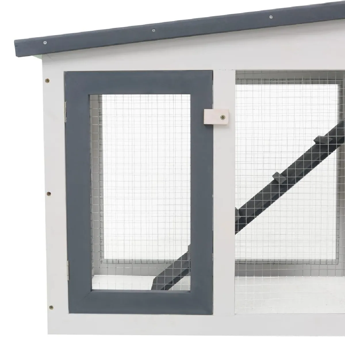 Helloshop26 Clapier large d'extérieur 204 x 45 x 85 cm Gris