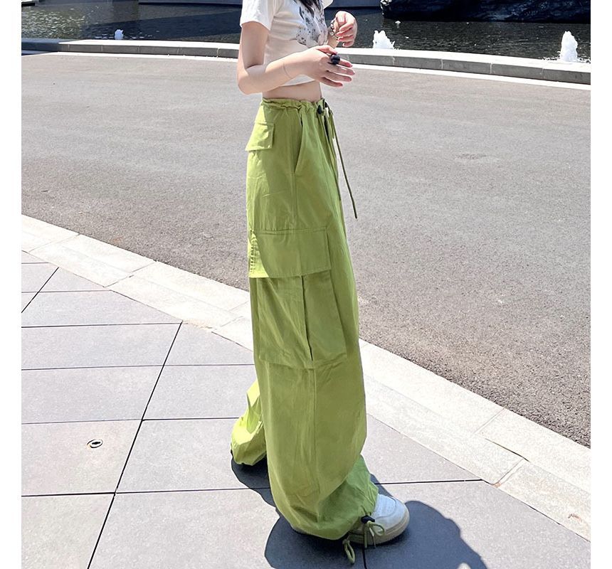 Ashlee - Hoge taille, effen harembroek met trekkoord