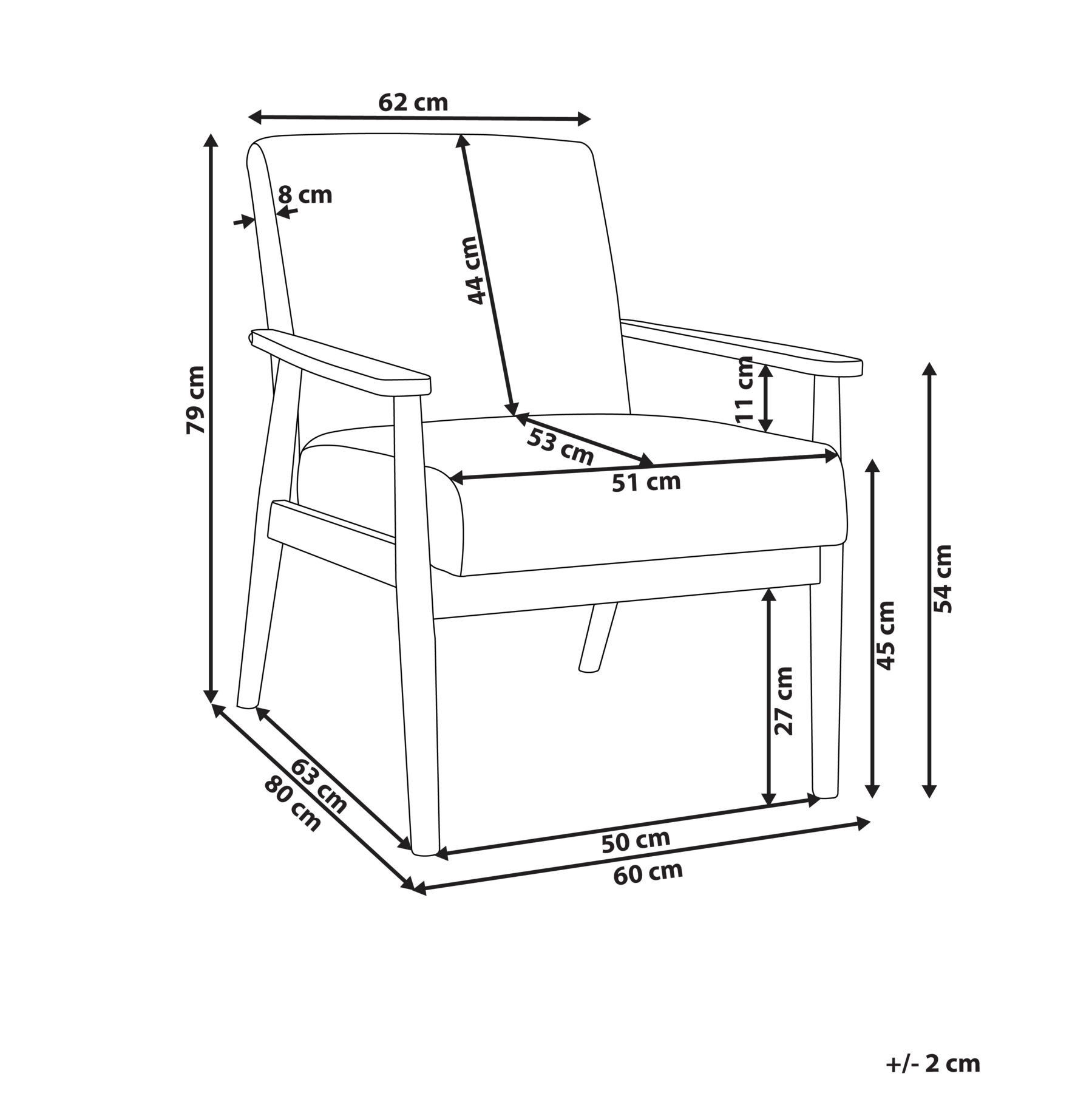 Beliani - ESRUM - Fauteuil - Grijs - Stof|Licht hout