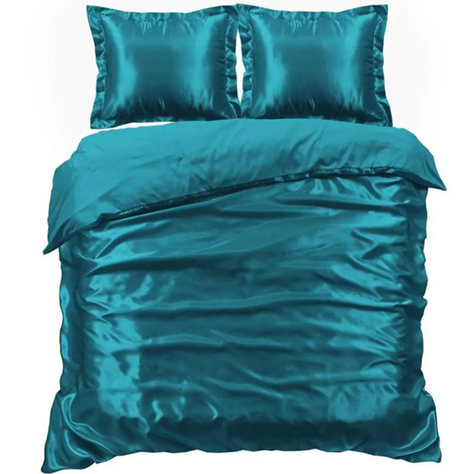 Glanzend Satijnen Dekbedovertrek Beauty Silk Aqua-1-persoons (140 x...