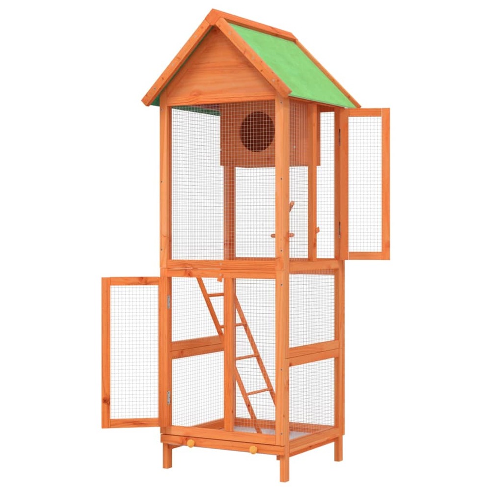 Maison à oiseaux marron 60x58,5x160 cm bois massif de pin