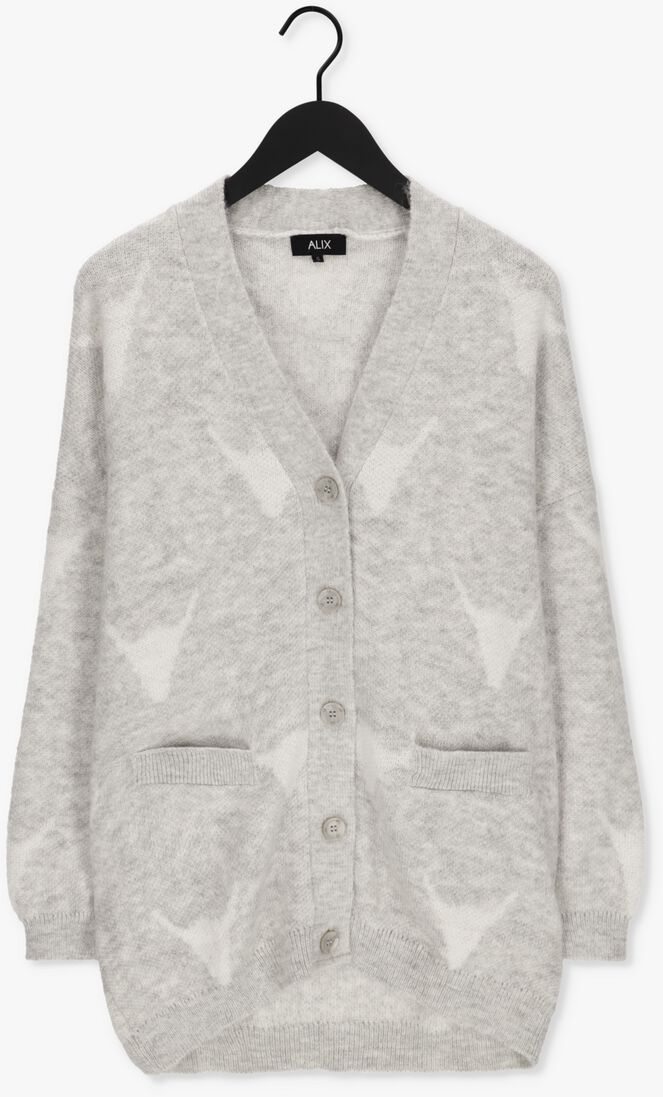 ALIX THE LABEL lichtgrijze alix the label vest ladies knitted bull cardigan