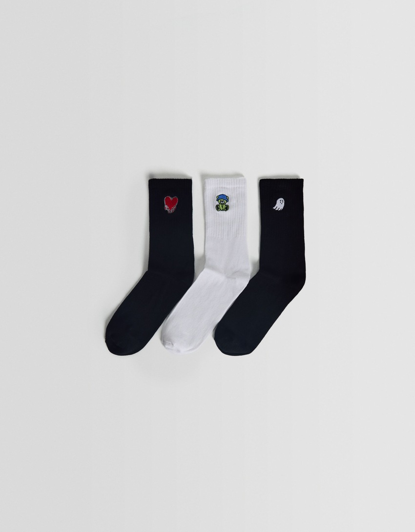 Pacote com 3 pares de meias bordadas do Stitch