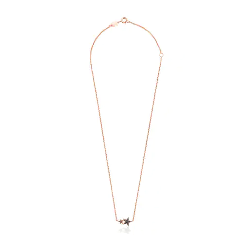 Colar Teddy Bear Stars com banho de ouro rosa 18k sobre prata, espinélio e rubi.