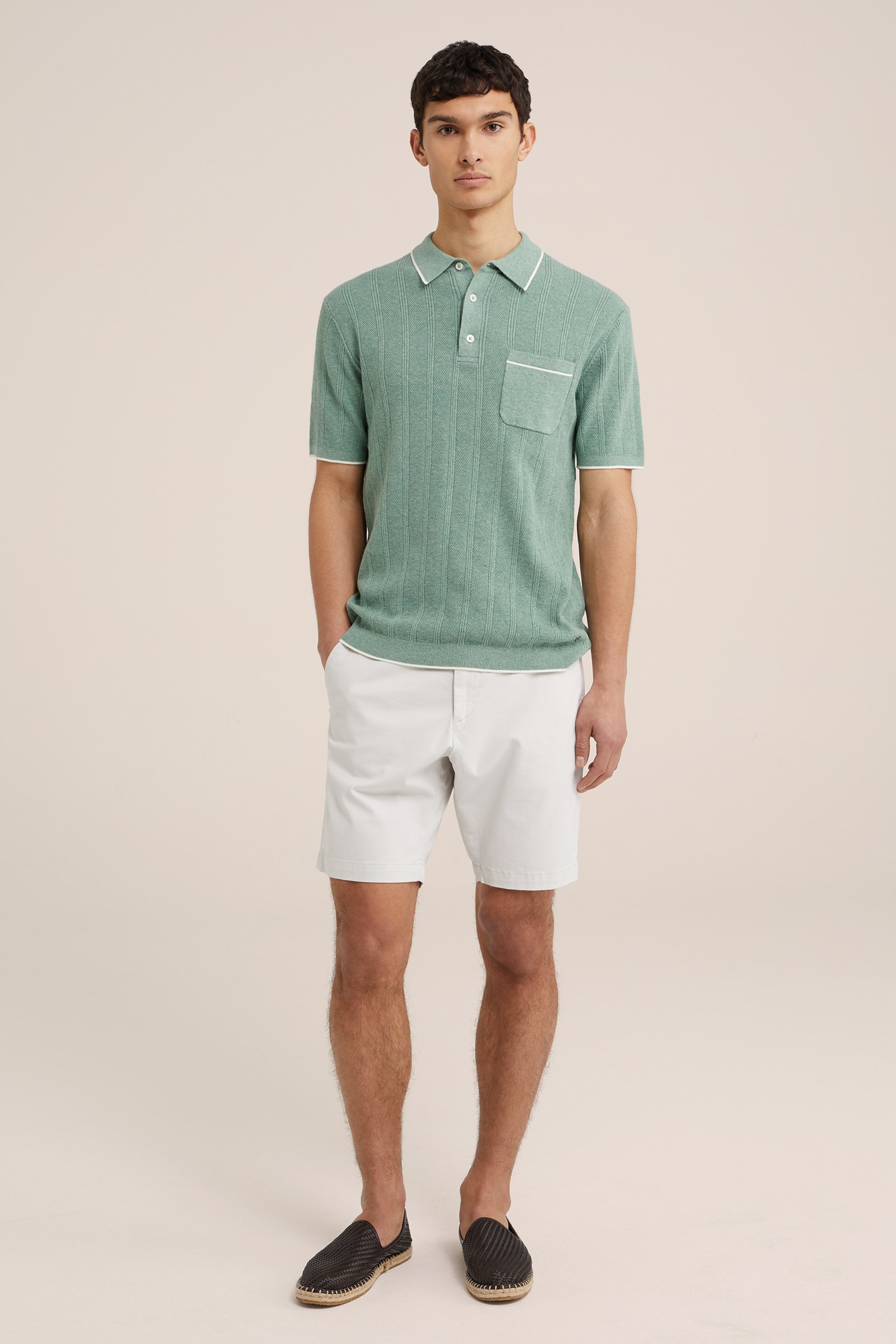 polo met structuur WE Fashion Lichtgroen