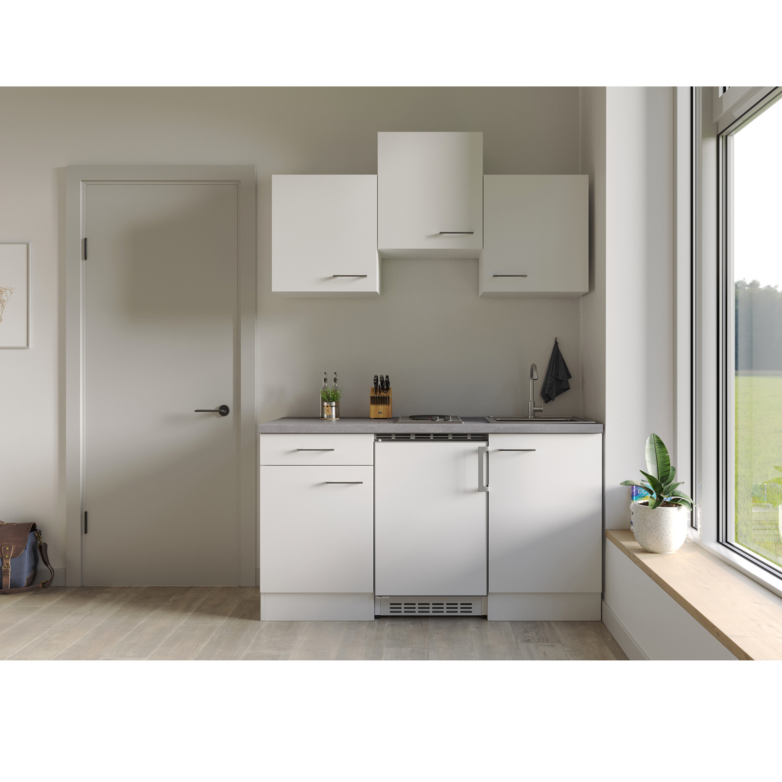 Küchenblock ELEA - weiß - mit E-Geräten - 150 cm