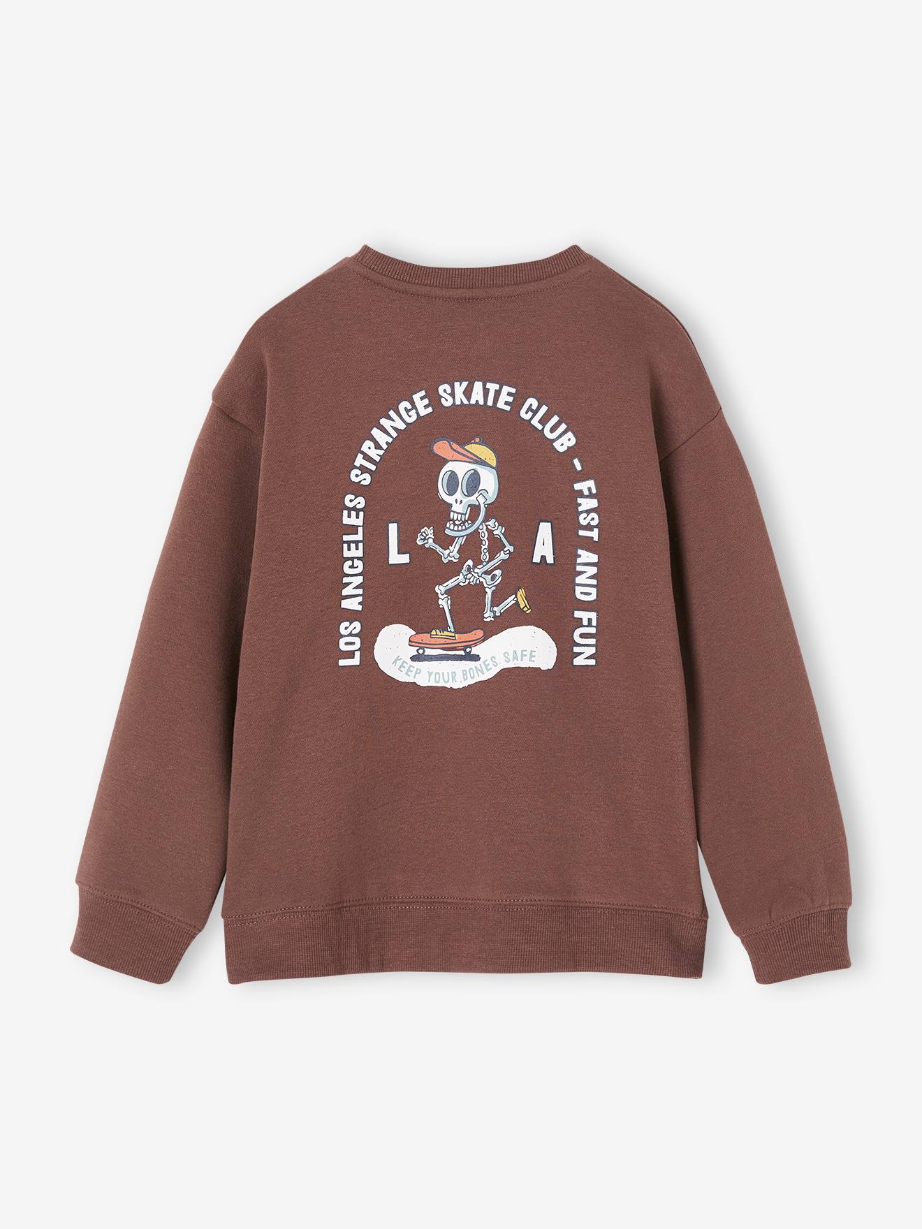 Moletom infantil masculino azul petróleo com estampa divertida nas costas.