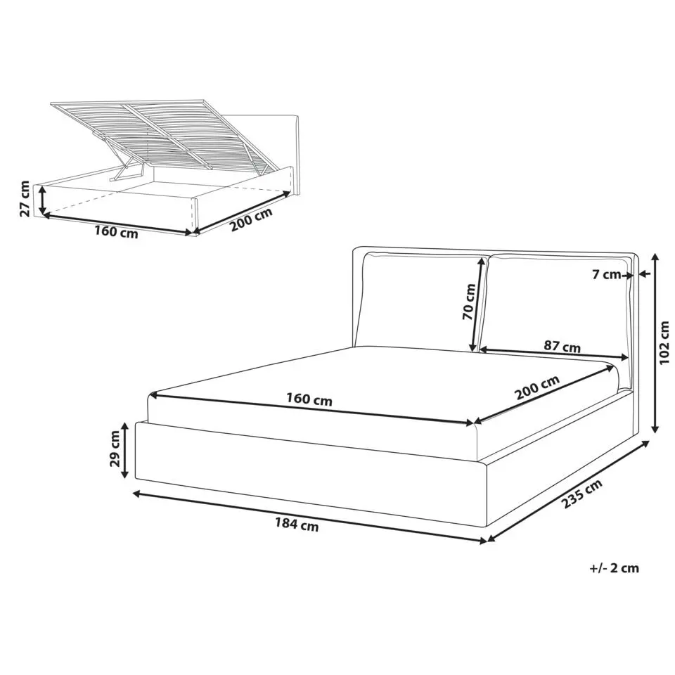 BAJONNA - Bed met opbergruimte - Beige - 160 x 200 cm - Fluweel