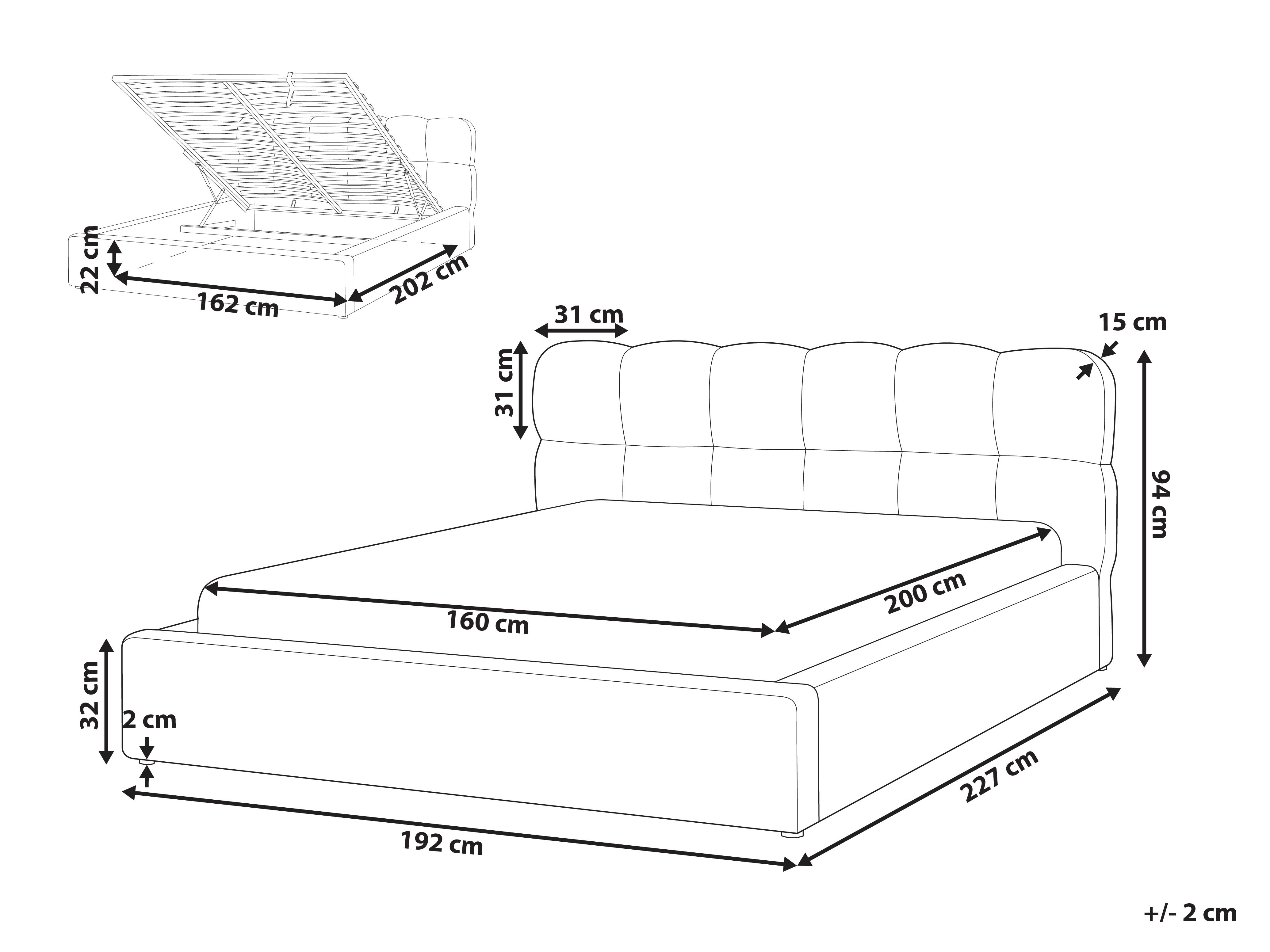 Bed met opbergruimte Bouclé BASTON 160 x 200 cm Lichtbeige