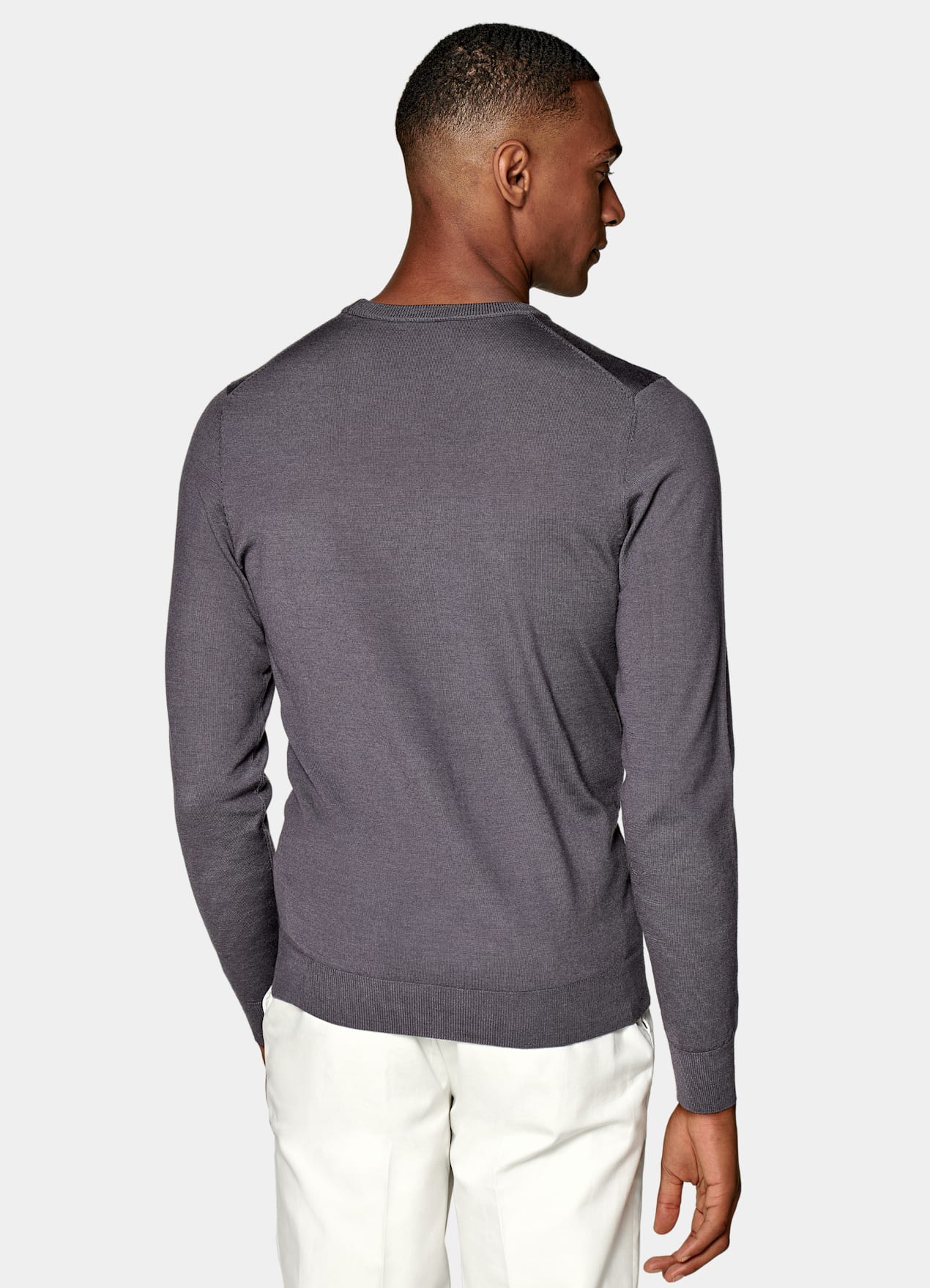 Pull col rond Merino violet