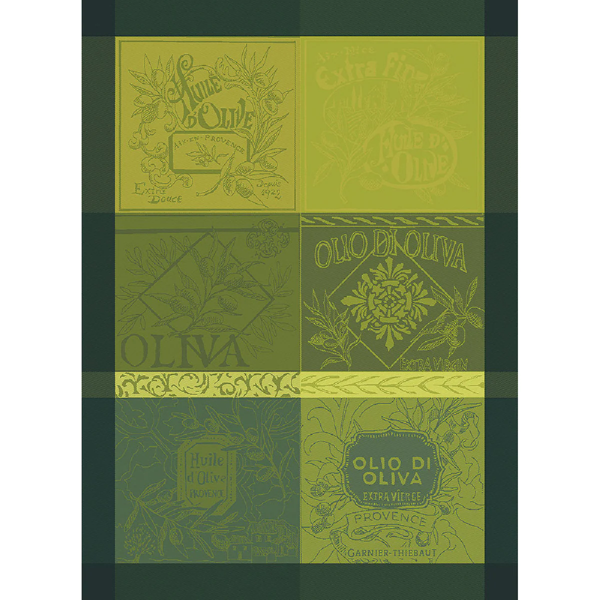 Torchon pur coton vert 56x77 Garnier Thiebaut