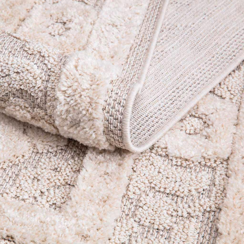 Carpet City Hochflor-Teppich »Valencia 732« rechteckig 20 mm Höhe Läufer, Boho-Stil, 3D-Effekt, Relief, Hoch-Tief-Struktur, mit Fransen