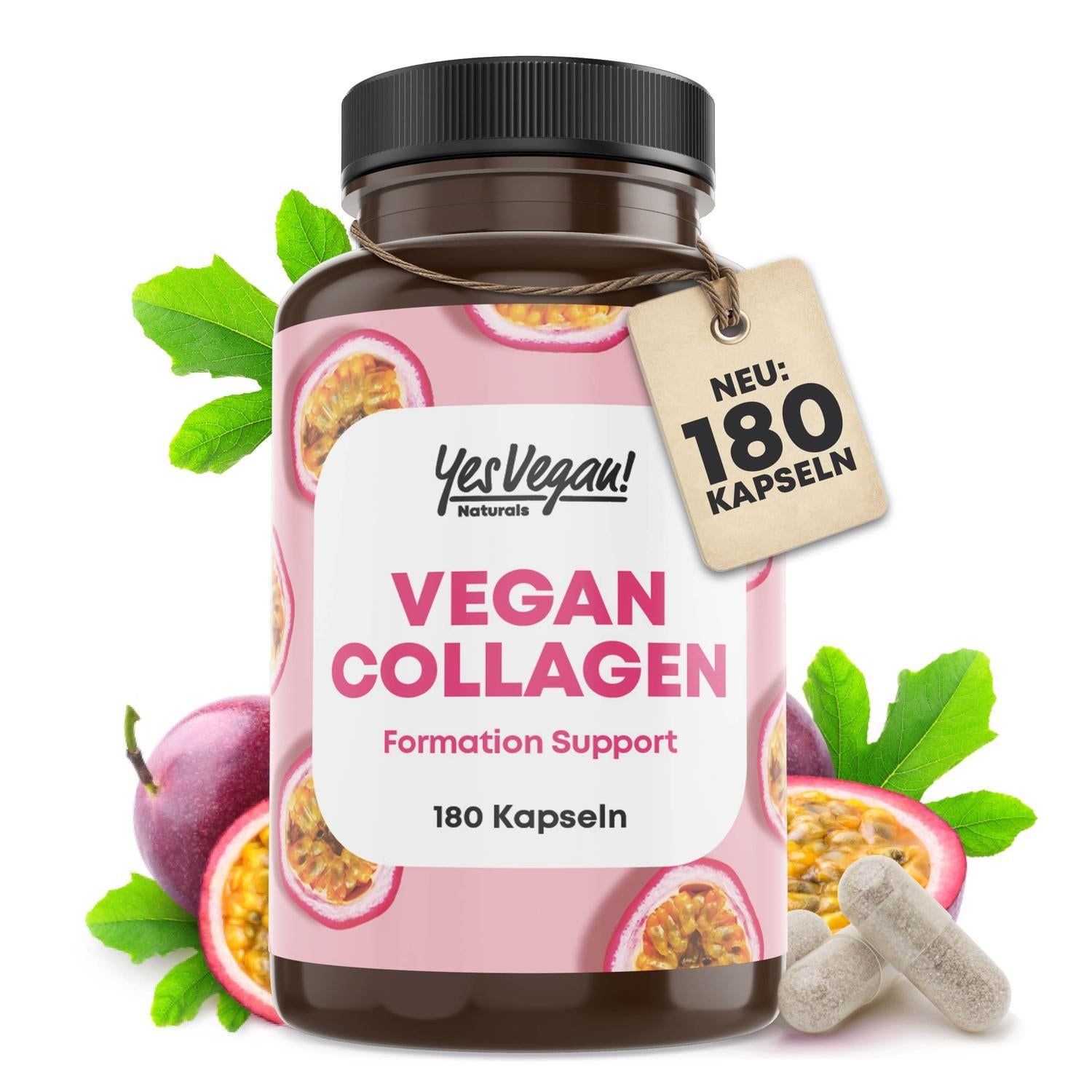 Vegan Collagen (180 Kapseln) mit Aminosäuren, Vitamin A C E, Biotin, Silicium, Zink und Mangan