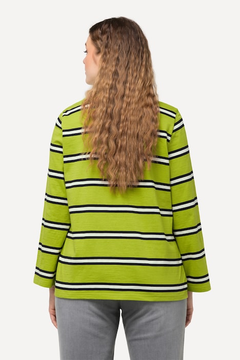 Shirt, Ringel, Saumband, Rundhals, Langarm