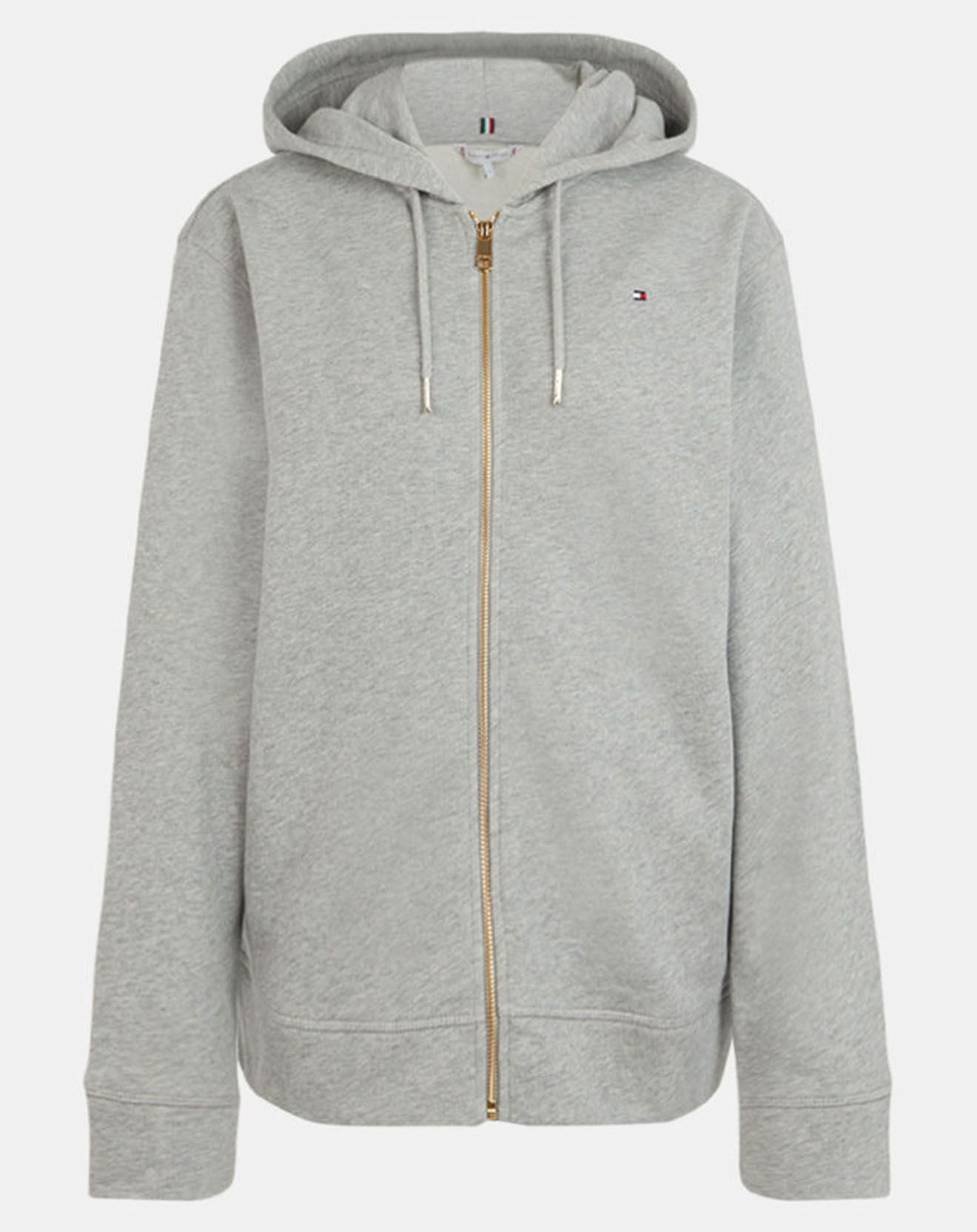 Tommy Hilfiger Sweat 100% Coton Bio zippé Through gris chiné