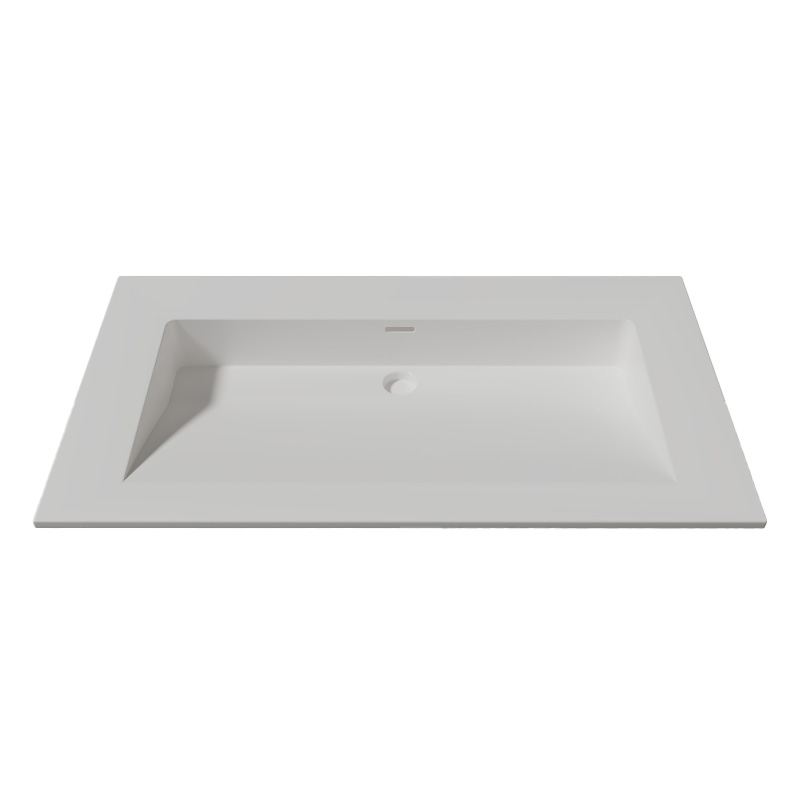 Lambini Designs Flora solid surface wastafel 80cm zonder kraangat wit mat