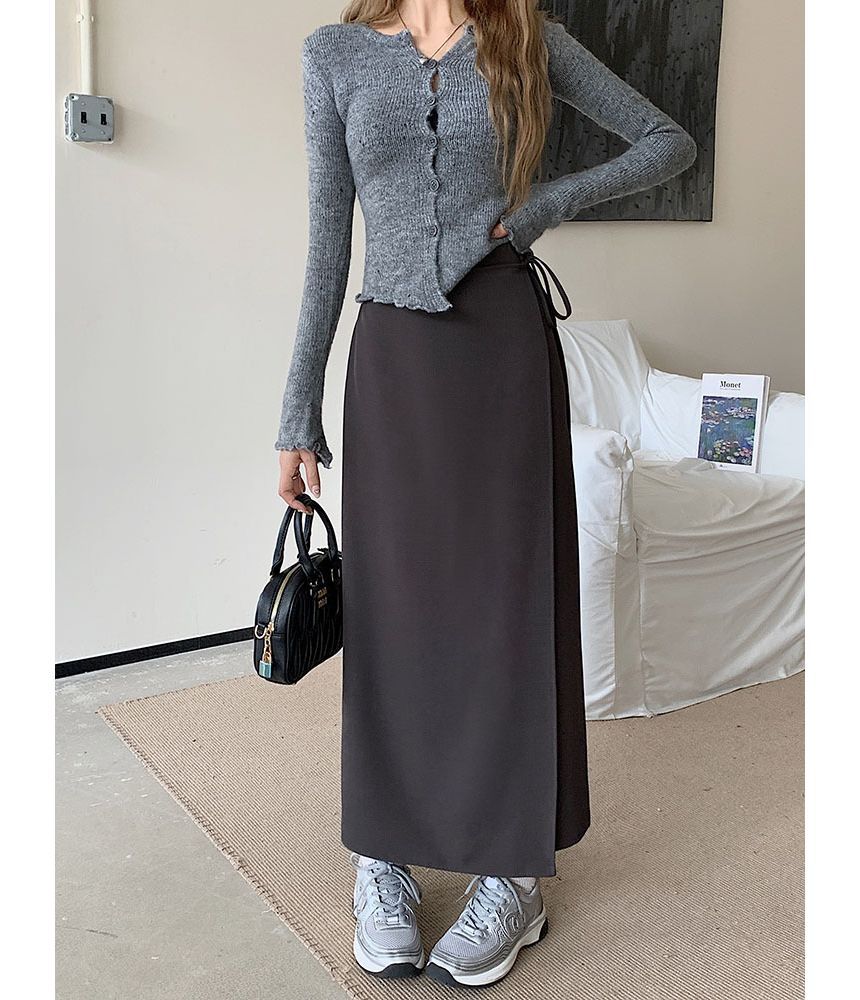Auboi - Hoge taille effen maxi H-lijn rok