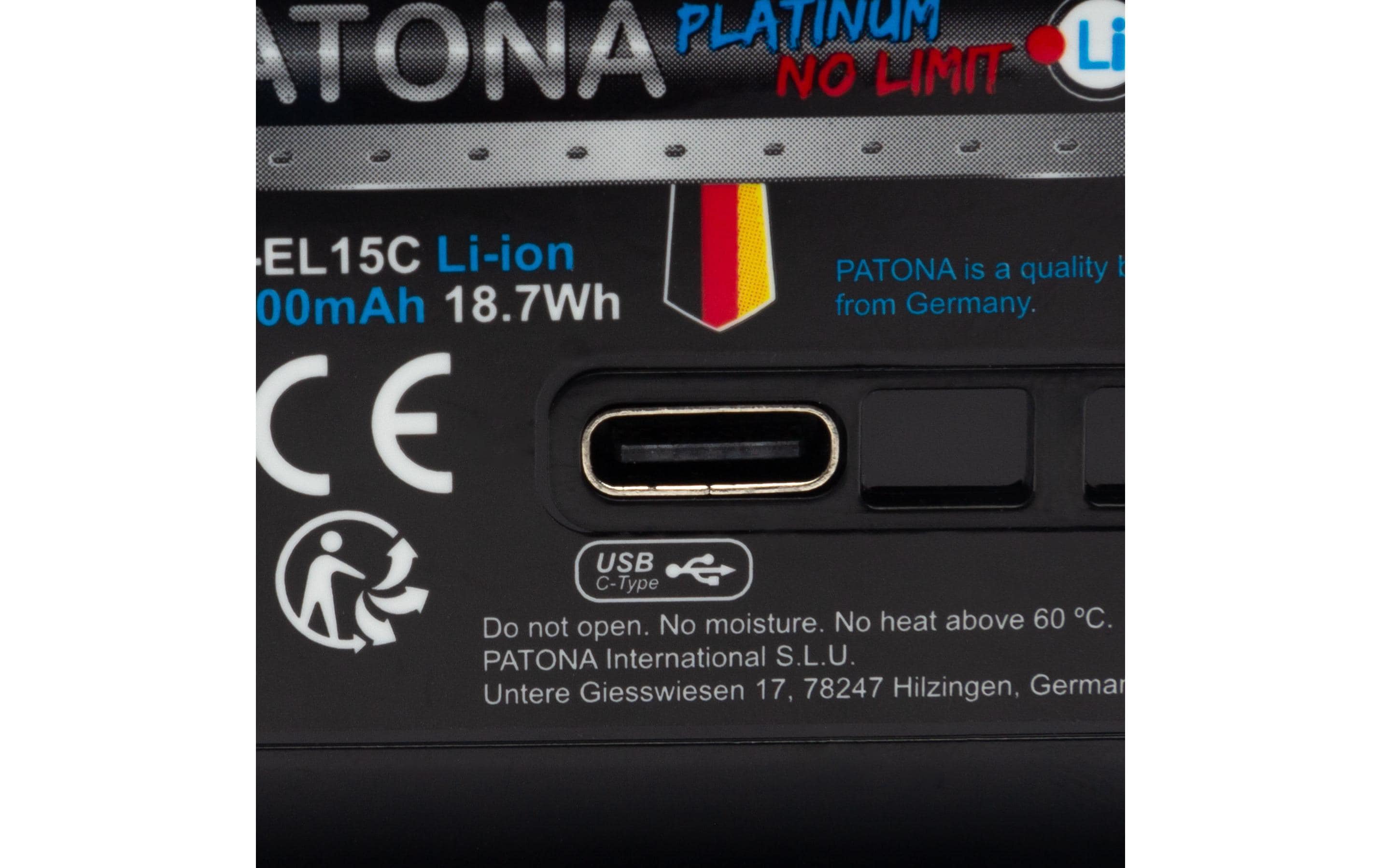 Digitalkamera-Akku Platinum Nikon EN-EL15C mit USB-CAusdauernder Ersatzakku für Nikon EN-EL15C