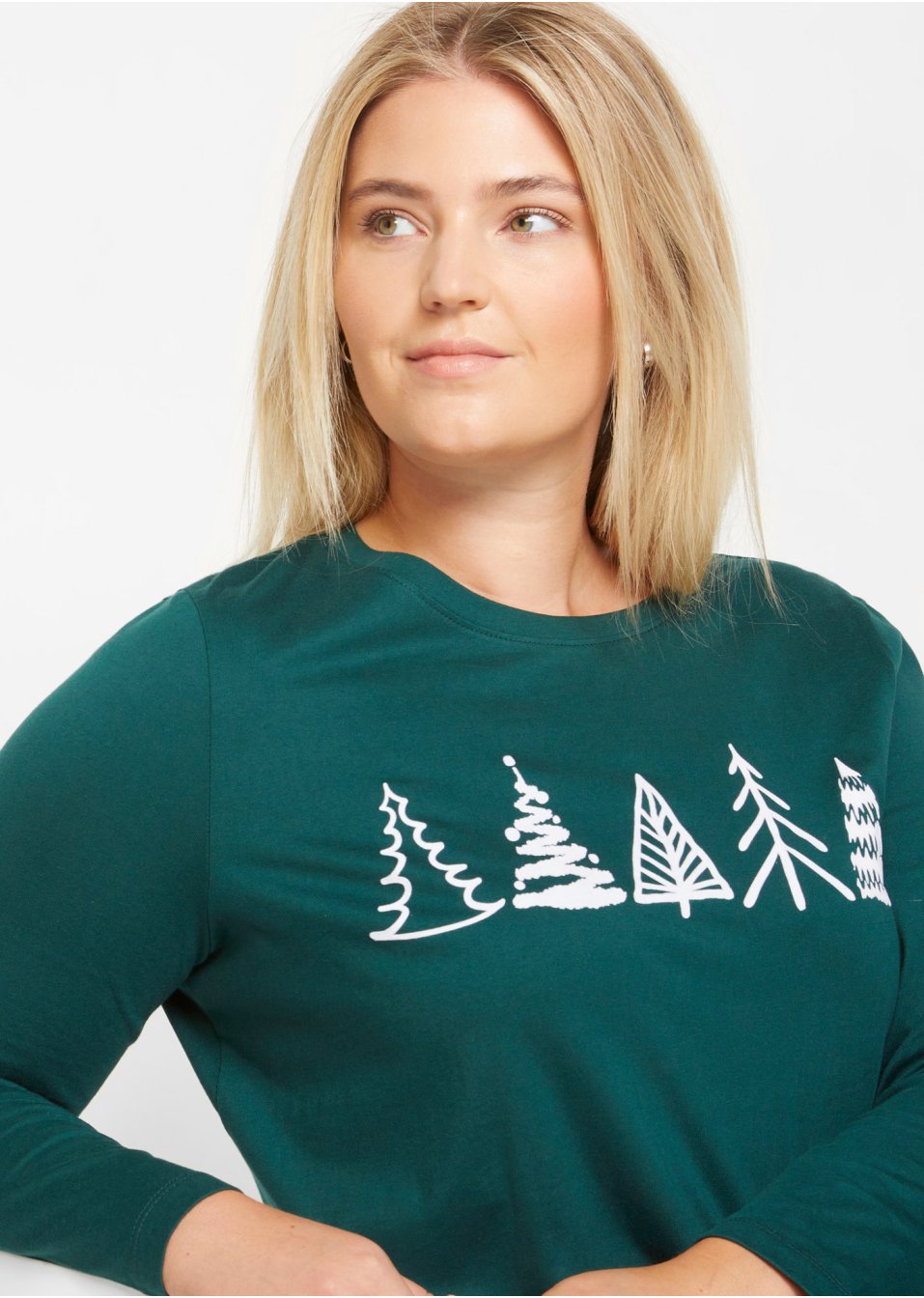 T-shirt coton à manches longues avec motif Noël
