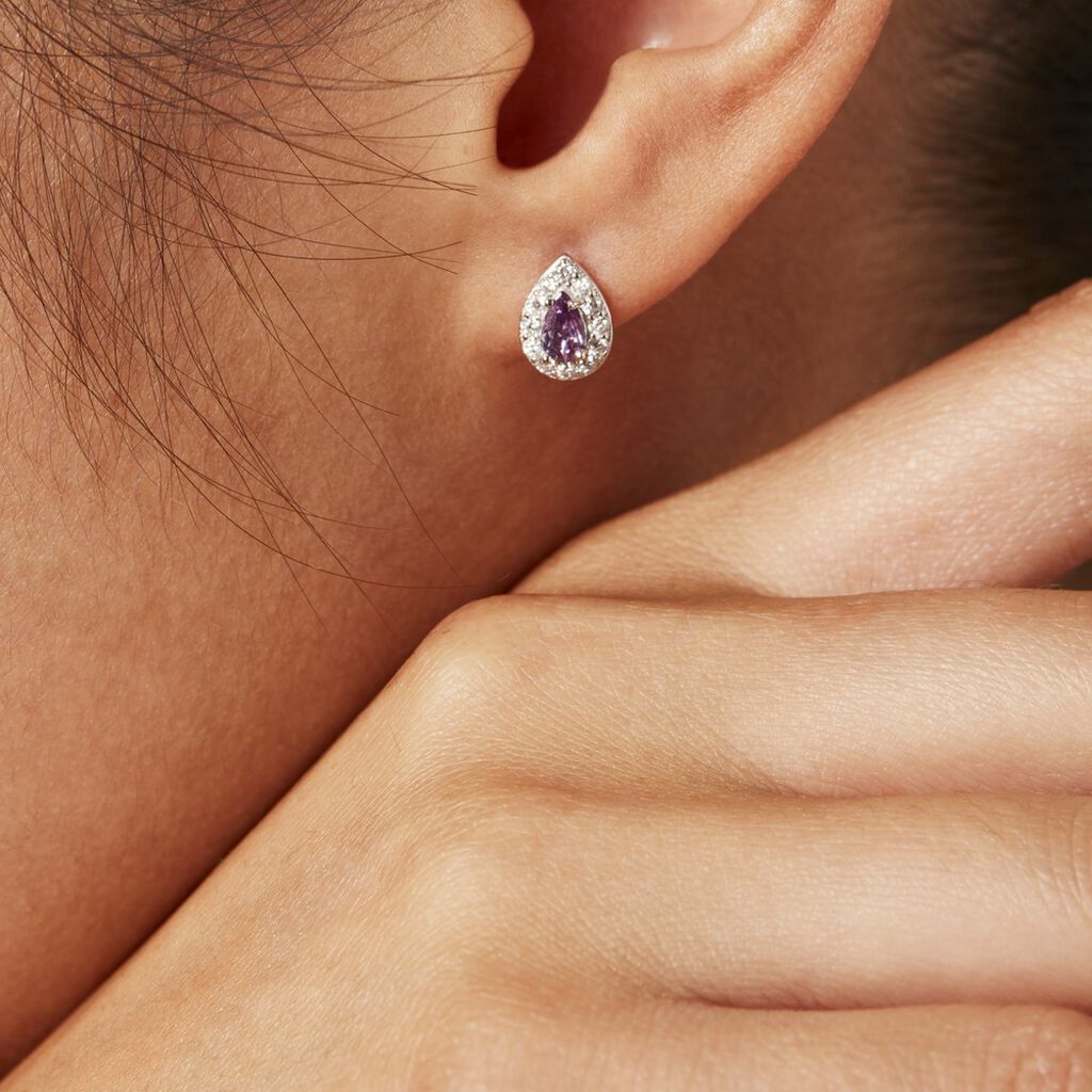 Boucles D'oreilles Puces Argent Blanc Tania Oxydes De Zirconium