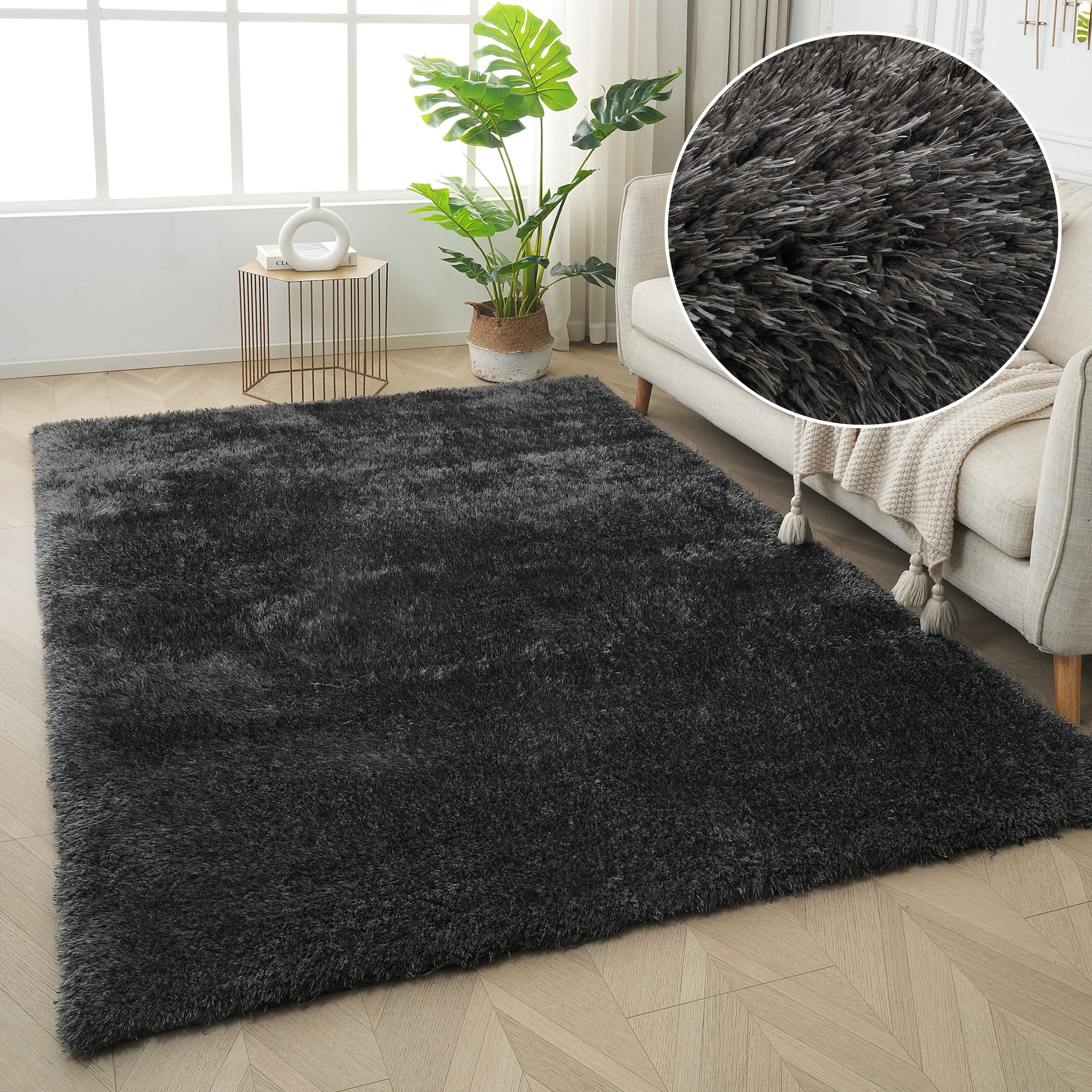 my home Hochflor-Teppich »Micro Shaggy, aus weicher Mikrofaser« rechteckig 53 mm Höhe weich, flauschig, Uni-Farben, Wohnzimmer, Schlafzimmer, Kinderzimmer