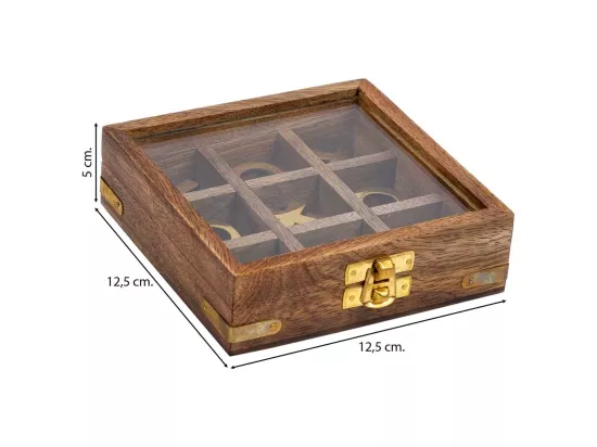 Jeu de 3 en ligne avec boîte en bois marron 12,5x12,5x5h