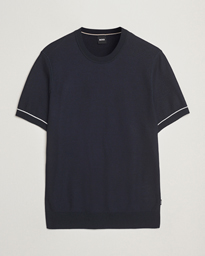 BOSS BLACK Jianfranco Cotton/Viscose Knitted T-Shirt Dark Blue
