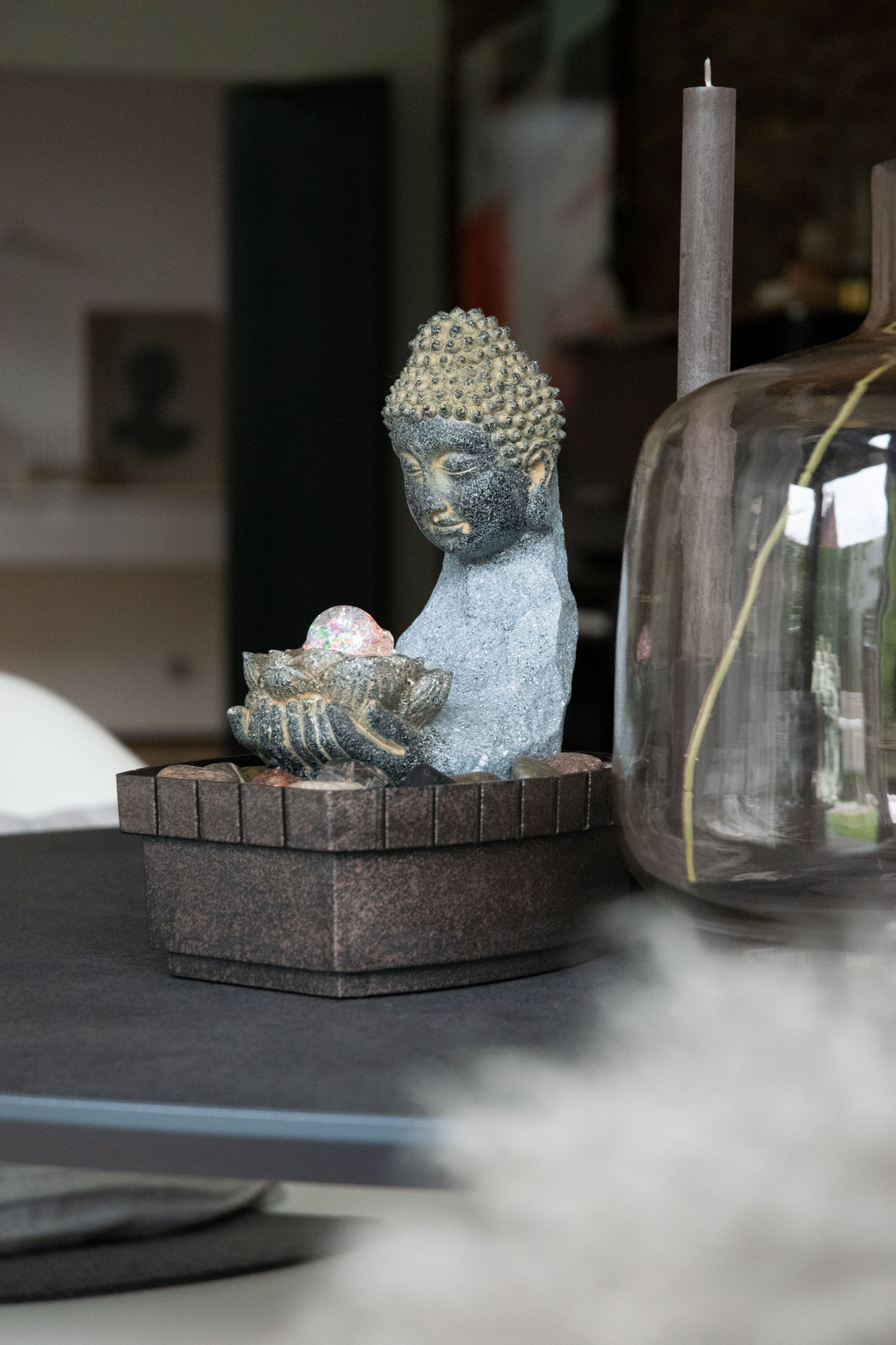 dobar Kleiner Polyresin-Brunnen m. Pumpe+Licht - versch. Ausführungen