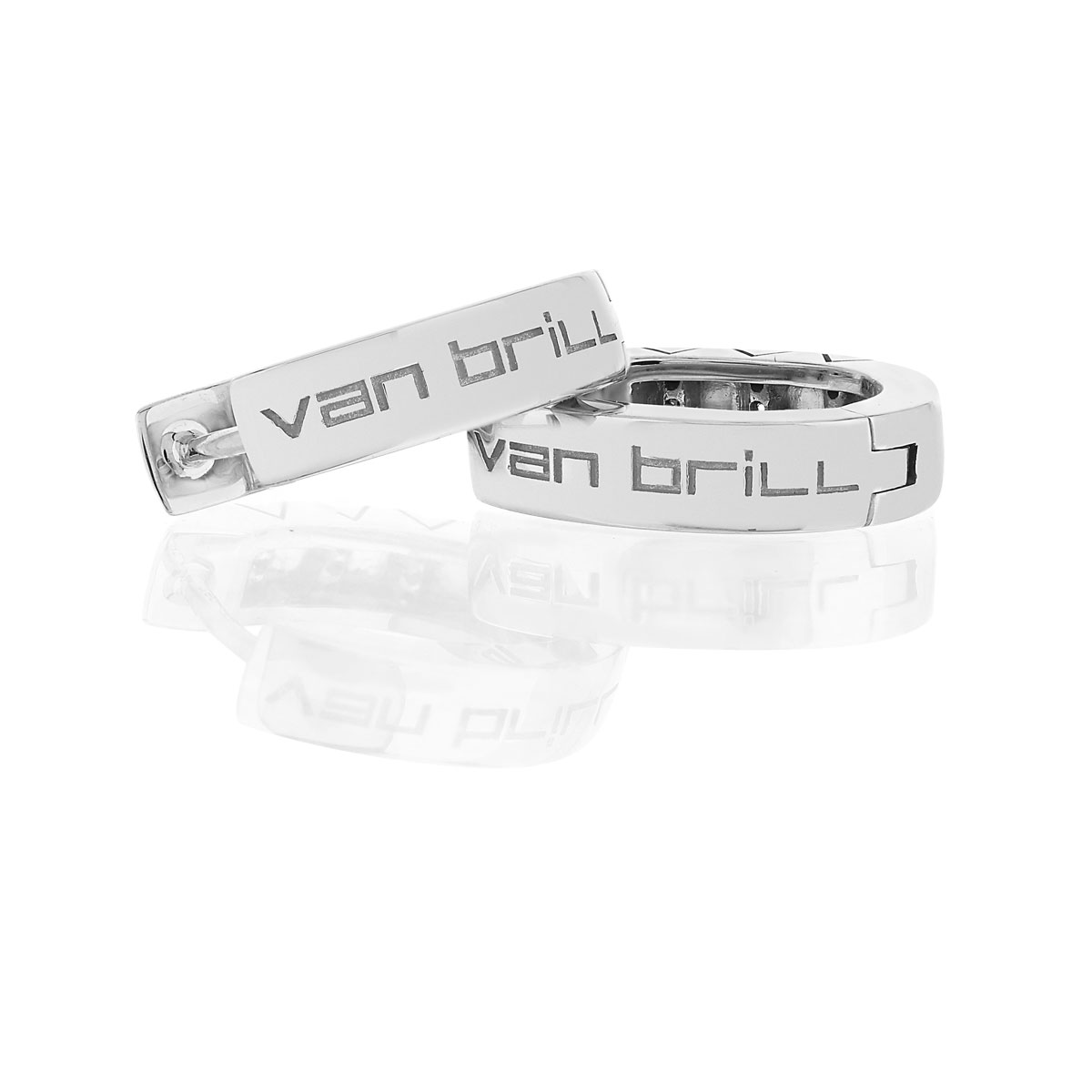 Créoles VAN BRILL or blanc 750, diamants.